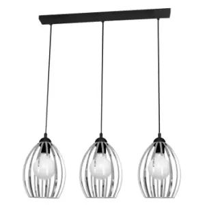 Image of Dali Straight Bar Pendant Ceiling Light Chrome, Black 70cm