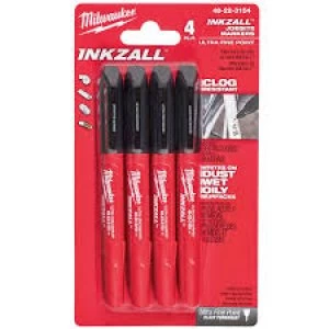Image of Milwaukee 4 Piece Inkzall Fine Tip Marker Pens Pack of 4
