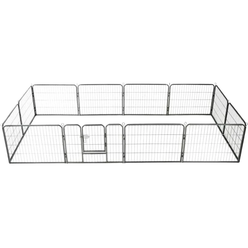 Image of vidaXL Dog Playpen 12 Panels Steel 80X60cm Black 170573