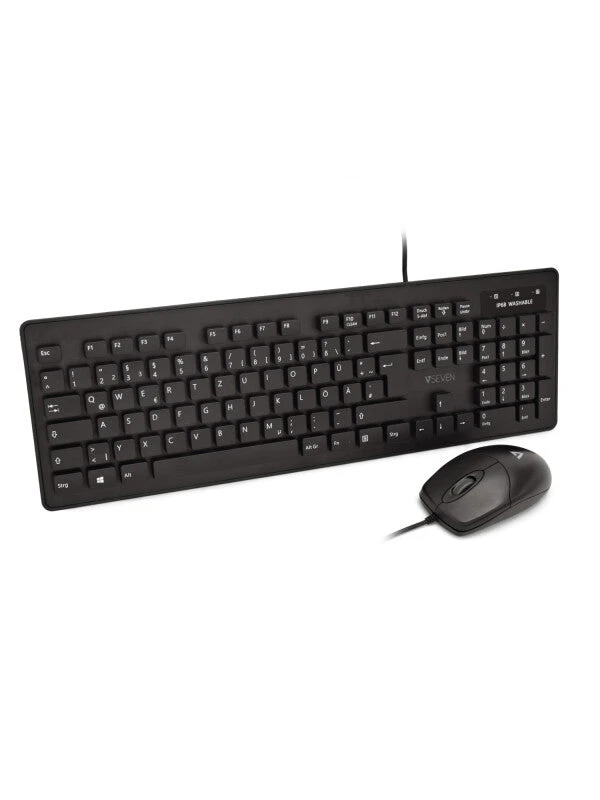 Image of V7 V7 Washable Antimicrobial Keyboard & Mouse Combo, USB, Optical, IP68Spec, Waterproof CKU700DE