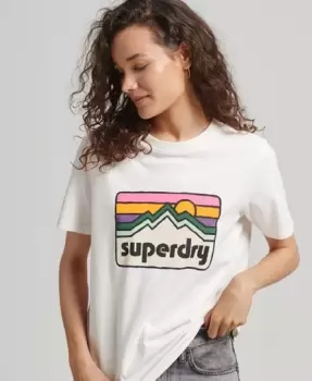Image of Superdry Womens 90s Terrain Graphic T-Shirt White / Winter White - Size: 12
