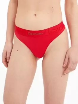 Image of Calvin Klein Embossed Icon Thong - Red, Red Size M Women