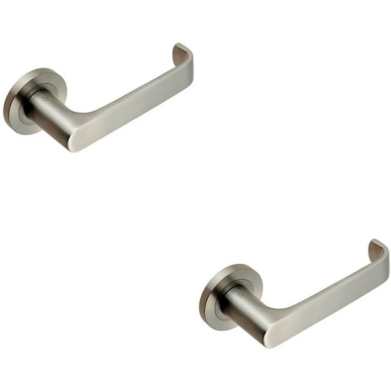 Image of Loops 2x PAIR Straight Bold Faced Safety Handle Concealed Fix Round Rose Satin Steel Metallics