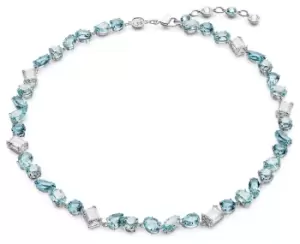 Image of Swarovski 5666007 Gema Necklace Rhodium Plated Blue and Jewellery