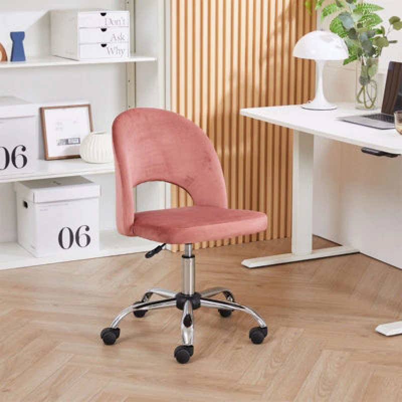 Image of Office Chair, Padded Armless Mid Back Swivel Desk Chair With Chrome Base, 150Kg Load - 1Pcs