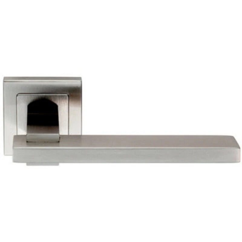 Image of Loops PAIR Square Cut Rectangular Handle on Square Rose Concealed Fix Satin Steel Metallics