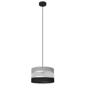 Image of Helen Cylindrical Pendant Ceiling Light Grey, Silver, Black 25cm