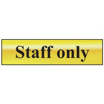Image of Scan Brass Effect Staff Only Sign 200mm 50mm Standard