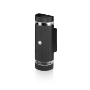 Image of Auraglow Florence PIR Large Up and Down Light w/ Cool White Bulbs - Black