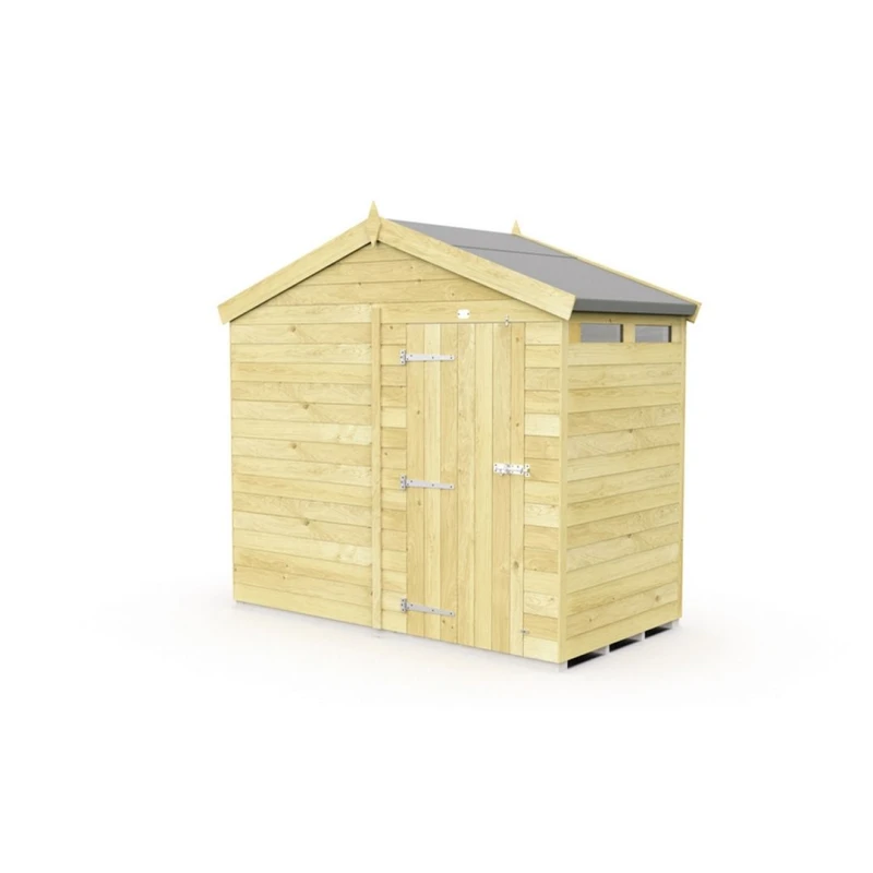 Image of Buttercup Farm 8 x 4 Feet Apex Security Shed - Single Door - L127 x W231 x H217cm in Brown Brown Unisex