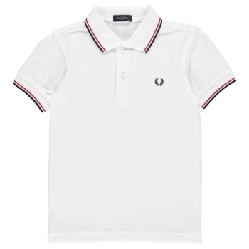 Image of Fred Perry Junior Boys Twin Tipped Polo Shirt - Wht/Red/Nvy748