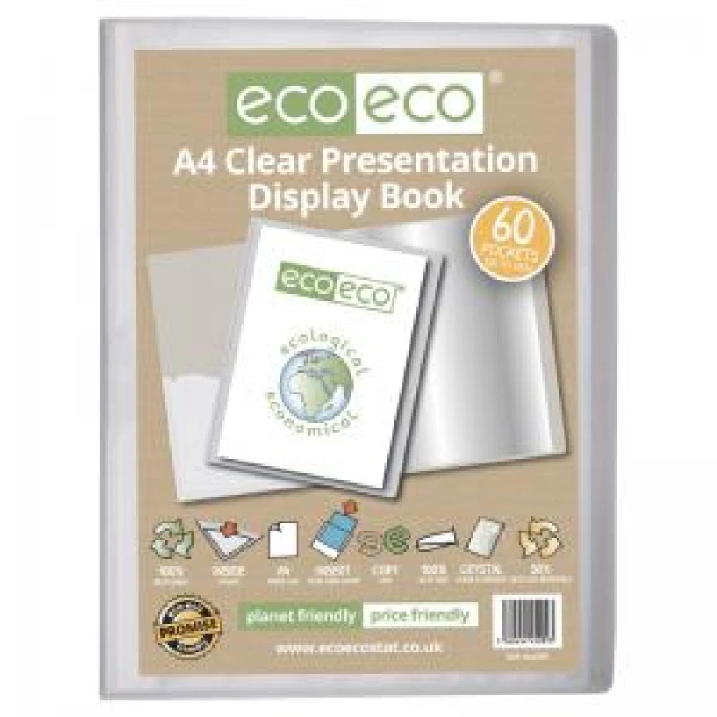 Image of Eco Eco 50% Recycled Presentation Display Book 60 Pockets A4 Clear eco099-S