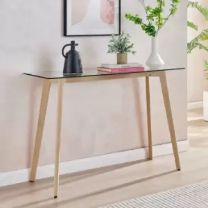 Image of Furniture Box Malmo Console Table Rectangle Glass and Wood Legs