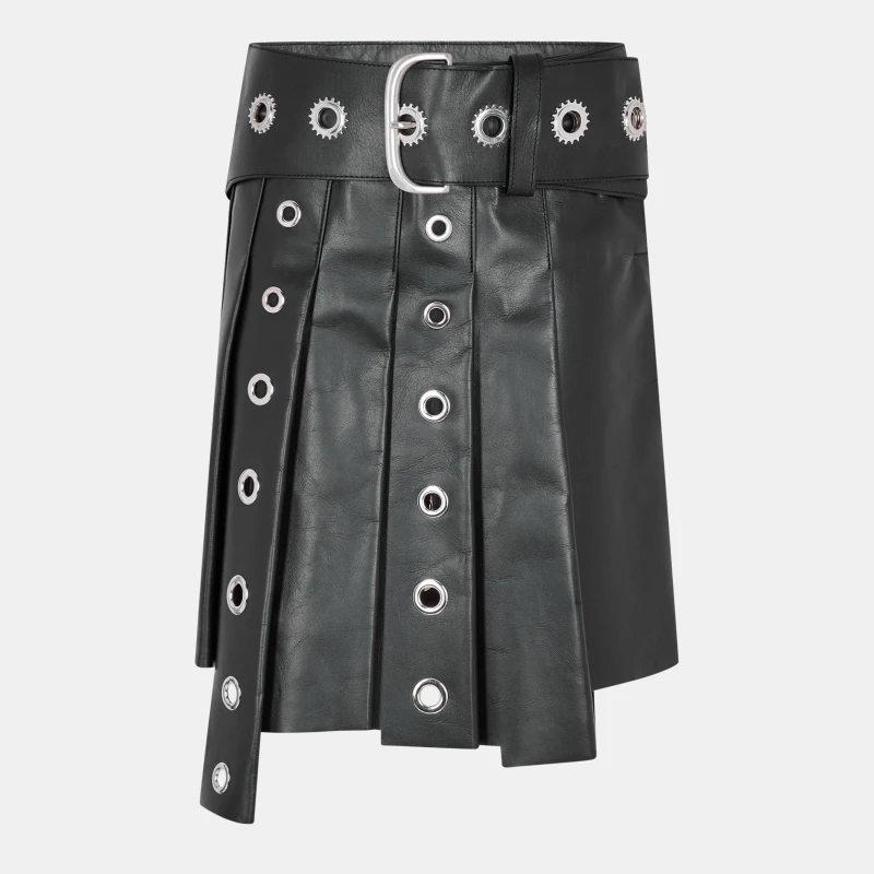 Image of Off White Womens High-Rise Leather Shorts Black female 4 (3XS)