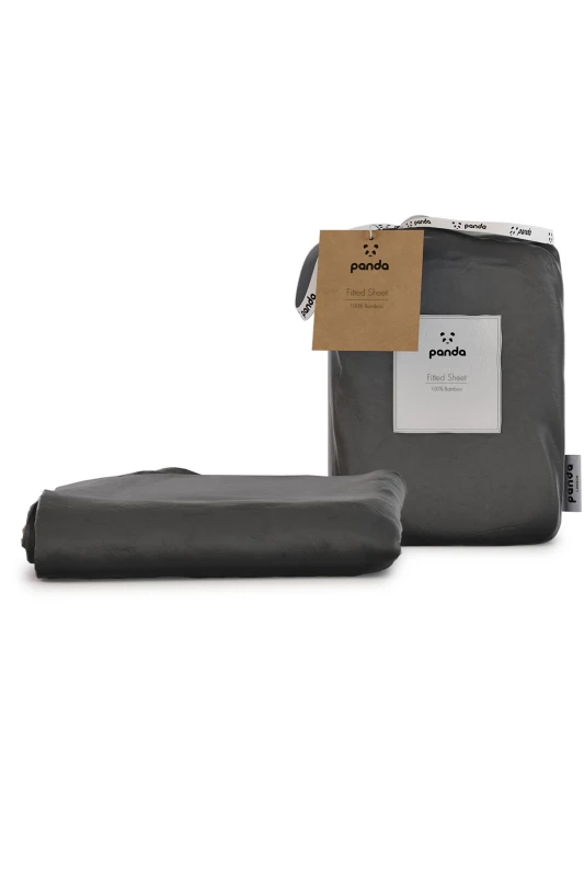 Image of Panda London 100% Bamboo Bedding Fitted Sheet in Dark Grey Size: Small Double Dark Grey Unisex Small Double