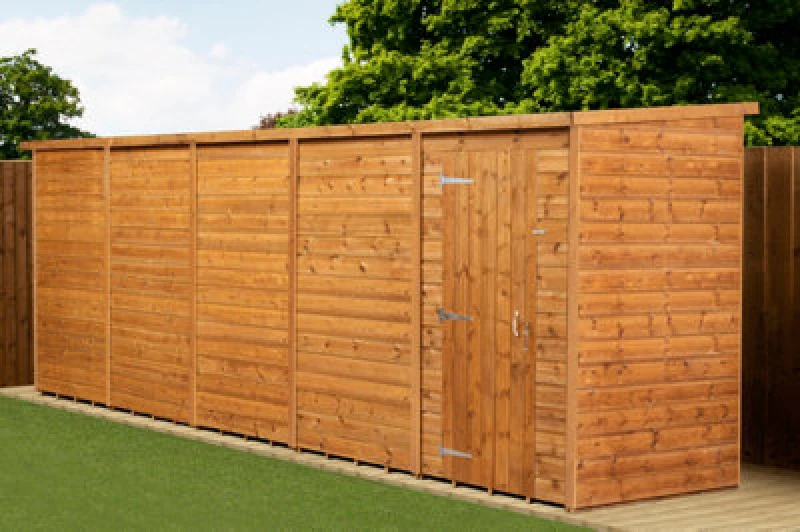 Image of Empire Sheds Empire Modular Pent 20X4 Dipped Treated Tongue And Groove Wooden Garden Shed Single Door No Windows (20' X 4' / 20ft X 4ft) (20X4)