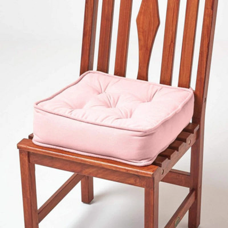 Image of Homescapes Cotton Dining Chair Booster Cushion Pink