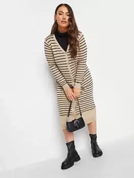Image of Yours Maxi Cardigan Neutral Stripe, Natural, Size 18-20, Women