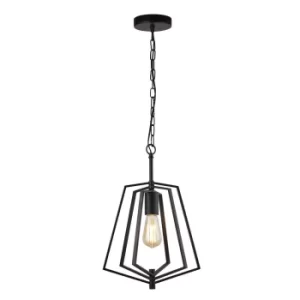 Image of Slinky 1 Light Metal Adjustable Matt Black Cage Ceiling Pendant