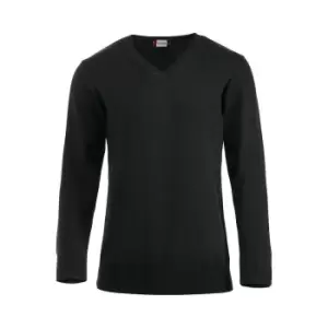 Image of Clique Mens Aston Knitted V Neck Sweatshirt (S) (Black)