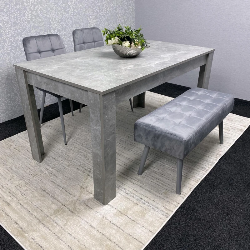 Image of KOSY KOALA KOSY KOALA Grey Wooden Dining Table Set with 2 Chairs and 1 Bench, Room Furniture Size: 140cm x 80cm Grey 140cm x 80cm Unisex 50610553419