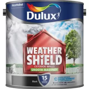 Image of Dulux Weathershield Exterior Walls Black Smooth Masonry Paint 5L