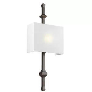 Image of Wall Light Hidden Lamp White Shantung Silk Shade Antique Bronze LED E27 60W