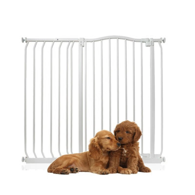 Image of Bettacare Extra Tall Curved Top Dog Gate, 107Cm - 116Cm, Matt White, Extra Tall 100Cm In Height, Pressure Fit Pet Gate