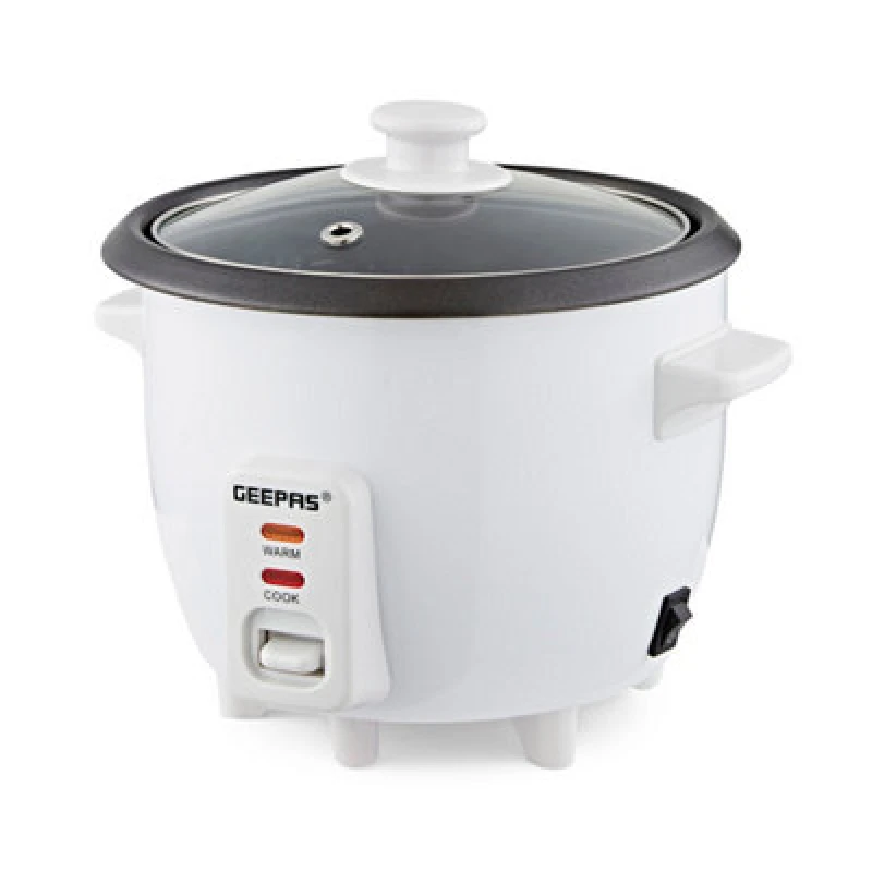 Image of Geepas 0.6 L Electric Automatic Rice Cooker Non-Stick Pot Keep Warm Cup White unisex