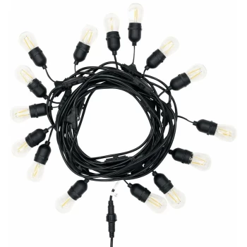 Image of E27 Style 15 Bulbs Garden String Lights / 1 or 2 Pack / Indoor or Outdoor / IP65 Weatherproof / 2 Replacement Bulbs Included / Warm White (1 Pack)