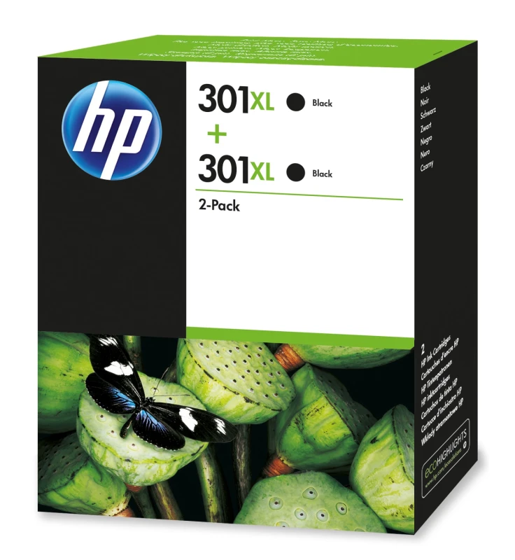 Image of HP D8J45AE/301XL Printhead cartridge Black high-capacity twin pack. 2x