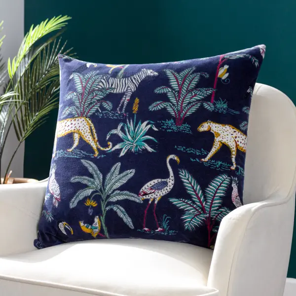 Image of Wilds Cushion Navy, Navy / 55 x 55cm / Polyester Filled