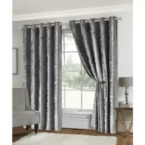 Image of Silver Amelia Crushed Velvet Eyelet Ring Pair of Curtains - 46X72