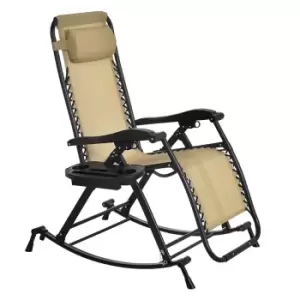 Image of Outsunny Folding Recliner Chair & Rocker w/ Zero-Gravity - Beige