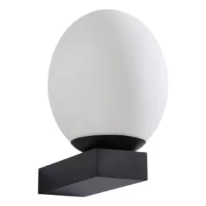 Image of Spa Aglos LED Single Globe Wall Light 3W Cool White Opal Glass and Black