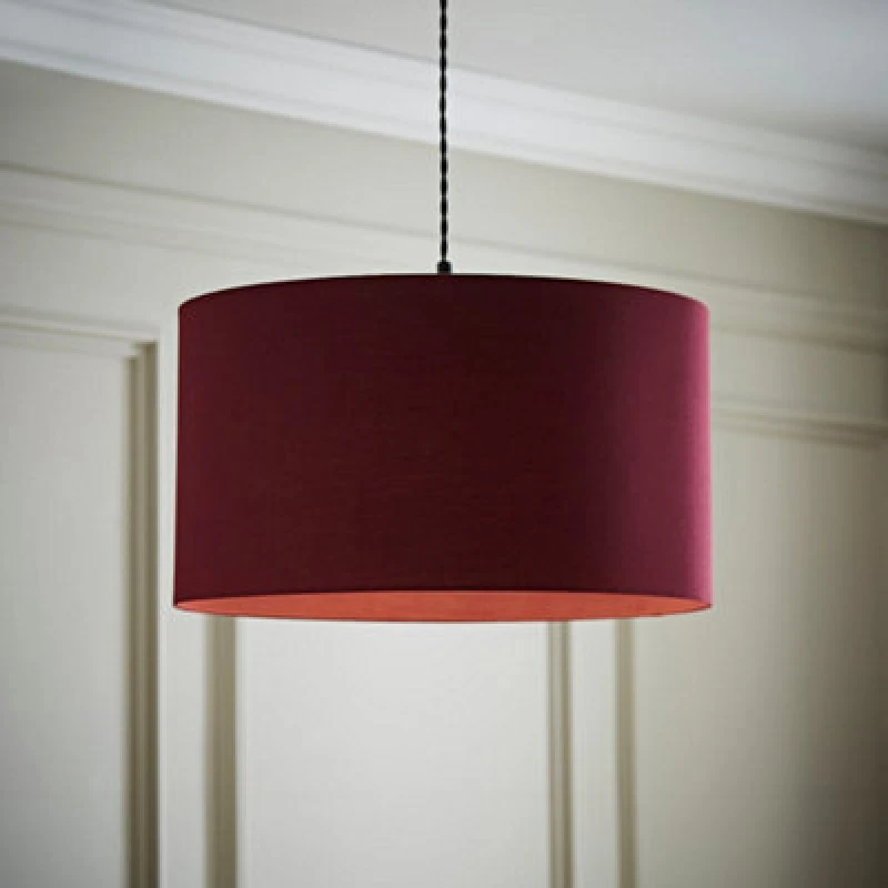 Image of Valuelights Reni Plum Fabric Drum Ceiling Lamp Shade (D)45Cm