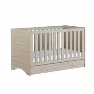 Image of Babymore Veni Cot Bed With Drawer - Oak