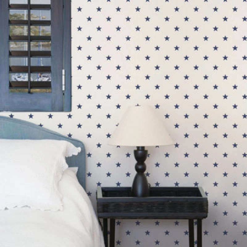 Image of Galerie Deauville 2 Navy Blue White Deauville Star Smooth Wallpaper
