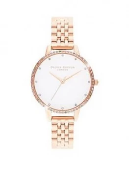 Image of Olivia Burton Rainbow Bezel And Rose Gold Bracelet Watch