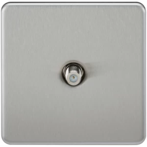 Image of KnightsBridge SAT TV Outlet 1G Screwless Brushed Chrome Non-Isolated Wall Plate