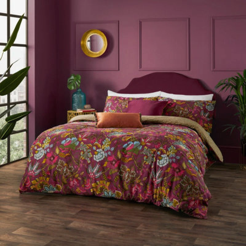 Image of Viranai Exotic Floral Duvet Cover Set Cerise, Cerise / Double