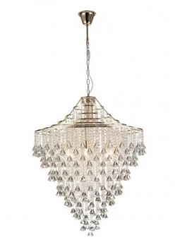 Image of Ceiling Pendant 9 Light E14 French Gold, Crystal