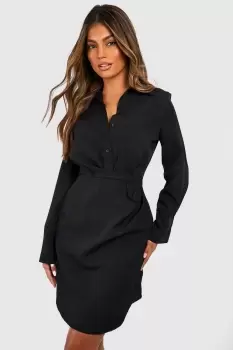 Image of Drape Side Button Front Blazer Dress