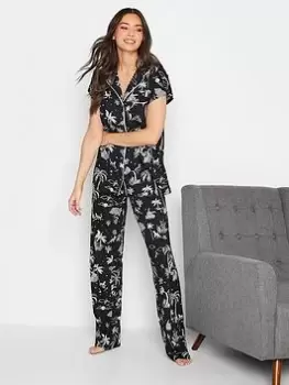 Image of Long Tall Sally Tall Conversational Button Through Pj Set - Black, Size 18-20, Women