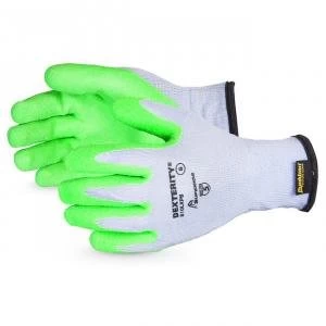 Image of Superior Glove Dexterity 10 G Hi Vis Latex Palm Green 7 Ref