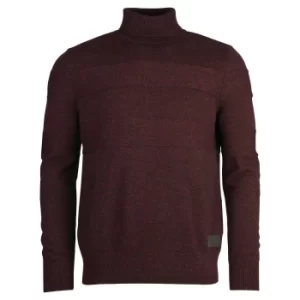 Image of Barbour Mens Hurley Roll Neck Knit Winter Red Medium