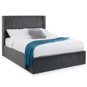 Image of Julian Bowen Langham Scalloped Headboard Storage Bed 150Cm Grey Velvet