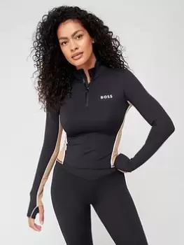 Image of BOSS Colour Block Sleeve Top - Black, Size L, Women