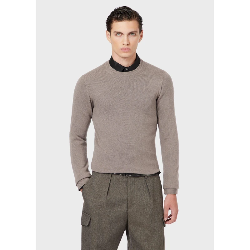 Image of Emporio Armani Emporio Crw Nck Knit - Brown Brown S