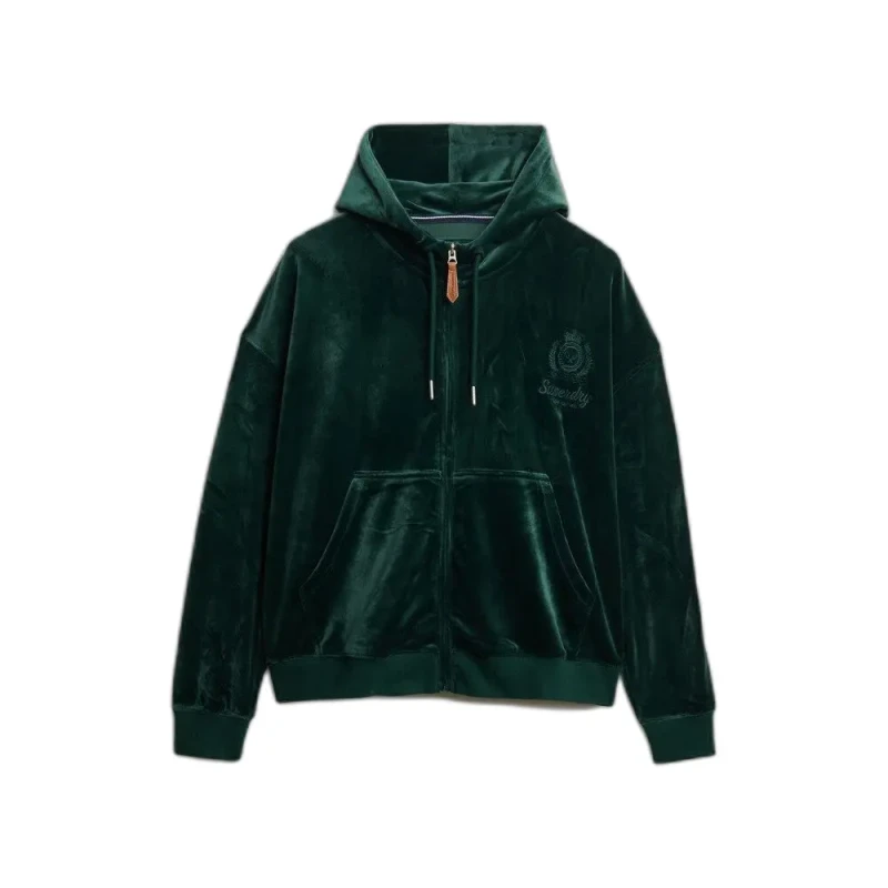 Image of Superdry Womens zip-up velvet hoodie Superdry Country Club Vert Female XL